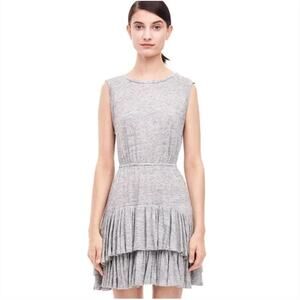 Rebecca Taylor Linen Jersey Tiered Ruffle Mini Dress Size Small
